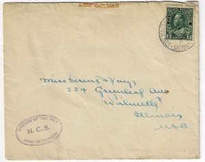 Canada 1927 House of Commons cancel on cover to the U.S., 2c Admiral