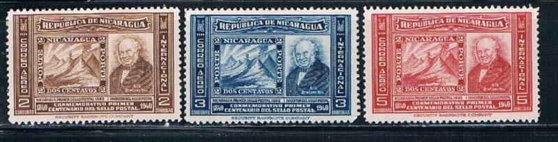 Nicaragua C254-56 MLH set Ruben Dario (N0292)