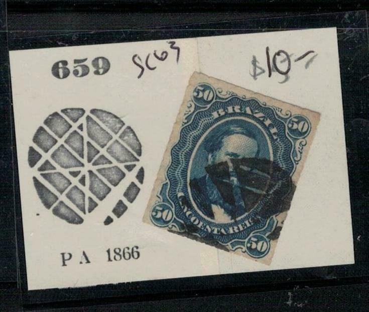 Brazil SC 63 Cork Cancel 659 PA 1866 VFU (8ehv)