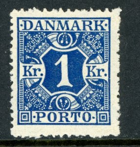 Denmark 1921 Postage Due 1 Krone Dark Blue Scott #J22 MNH B416