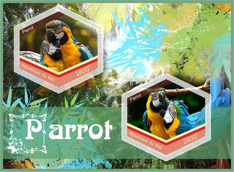 Stamps. Animals, Birds, Parrots  2018 year 1+1 sheets perf  Mali