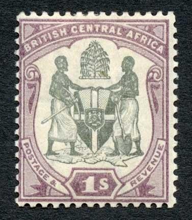 Nyasaland 1897-1900 1s black and dull purple wmk Crown CA SG47 VFM 