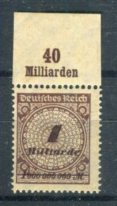 GERMANY; 1923 Aug-Oct Inflation Surcharged MINT MNH 1M. fine SHEET MARGINAL