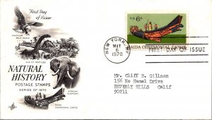 FDC 1970 SC #1390a Artcraft Haida Ceremonial Canoe New York, Ny - Single - J1925