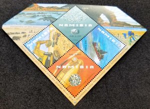 *FREE SHIP Namibia Diamond Mining 2008 (ms) MNH *odd shape *Hologram *unusual