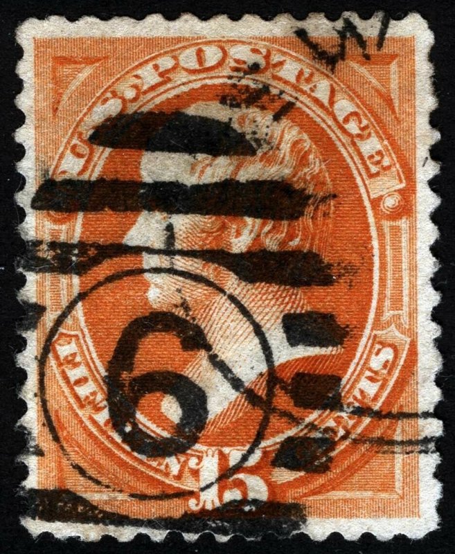 US Sc 189 Red Org 15¢ ABNCo Numeric No. 6 Duplex Cancel *Oak Lot