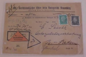 GERMAN  COD TRIANGLE 1930 AUG 26 HERRENALB PUNCHED