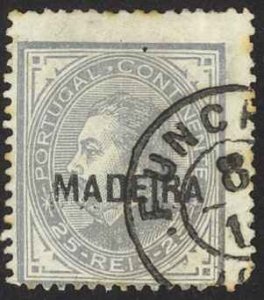 Madeira Sc# 34 Used 1880-1881 25r King Luiz Portugal Overprint