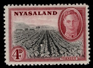 NYASALAND PROTECTORATE GVI SG149, 4d black & claret, M MINT.