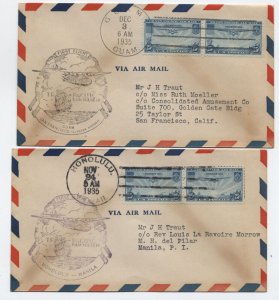 1935 Guam and Honolulu HI transpacific flight covers [y9505]