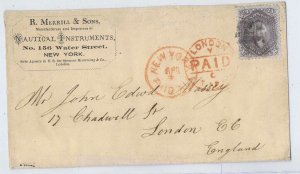 SCOTT# 99 24c XF ON AD COVER NAUTICAL INSTRUMENTS NYC, RED PAID NY & LONDON C...