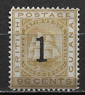 1881 British Guiana 93 Surcharge 1 on 96c MH