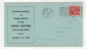 1929 OLD FDC OHIO RIVER CANAL 681-51 CV $60 BLUE ENVELOPE EVANSVILLE INDIANA