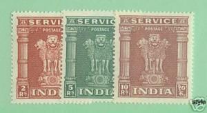 INDIA 1958 OFFICIALS sgO187-9  MNH