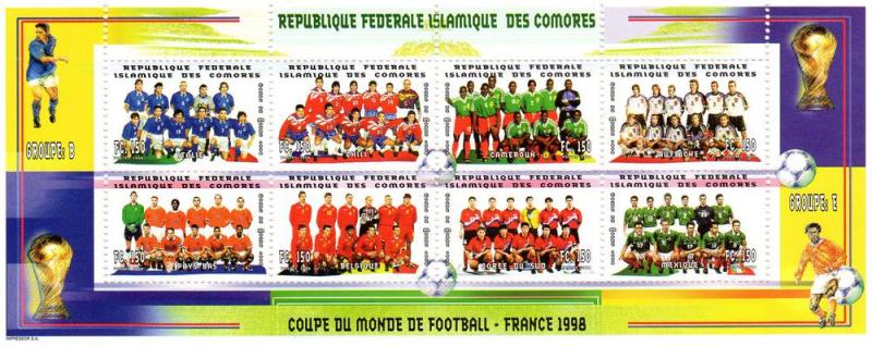 Comoro Islands 98 World Cup France Sc # 947 Shlt (8) mnh vf 