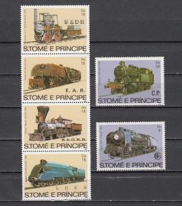 St. Thomas, Scott cat. 686-688. Locomotives issue