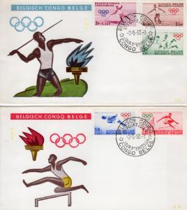 Belgium Congo 1960 Sc#B43/B47 OLYMPIC GAMES ROME '60 Set (5) FDC 2 Covers