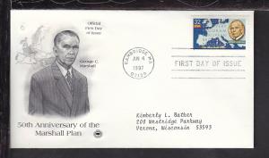 US Marshall Plan 1997 PCS Typed FDC BIN