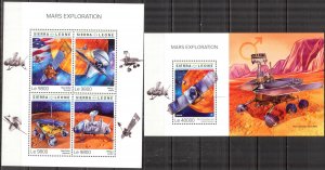 Sierra Leone 2018 Space Mars Exploration sheet + S/S MNH