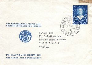 NETHERLANDS PHILATELIC SERVICE COVER TO CANADA CANCELLED GRAVENHAGE 1953