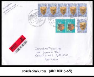 ARGENTINA - 2010 REGISTERED ENVELOPE TO AUSTRALIA WITH 8-STAMPS