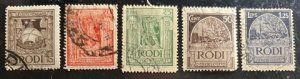 Italian Offices Agean Isl. Rodi Rhodes Scott# 16-18,20-21 Used F/VF Cat $7.95+