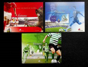 Portugal Sc 2789-91 MNH SET of S/S issue of 2005 - Sport - Soccer - HS09