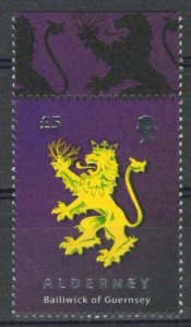 ZAYIX Alderney 331 MNH Embossed Foil Heraldic Lion Coat of Arms 101623SM52M