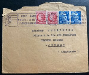1947 Toulouse France Slogan Cancel cover To Jersey Channel Island England