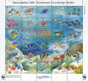 Denmark Danmark WWF Poster stamps seals Protected Wildlife Marine life fish