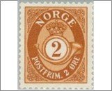 Norway Mint NK 198 Posthorn and Lion III (wmk) 2 Øre Light brown