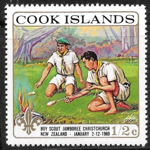 Cook Islands Scott 248 MNH 1/2c Boy Scout Jamboree issue of 1969, Campfire