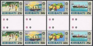 Kiribati 595-598 gutter,MNH.Michel 595-598. FAO,WHO 1992.Fishing,Fruit,Ship.