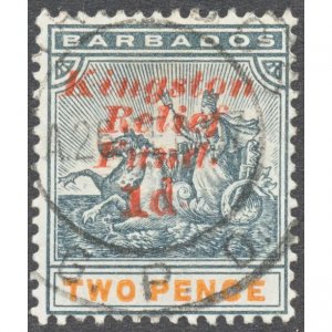 Barbados 1907 1d on 2d slate-black & orange SG153 used