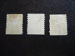 Stamps - Canada - Scott# 125,126,129 - Used Part Set of 3 Coil Stamps