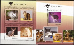 Guinea 2014 Cats Sheet + S/S MNH