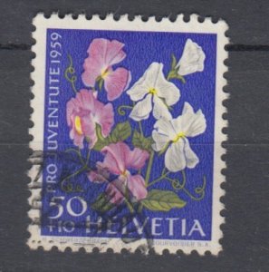 J38414, 1959 switzerland hv of set used #b291 sweet pea flower