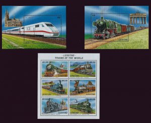 Lesotho 1996 Trains of the World 2 6 Stamp Sheets and 2 S/S 12E-030