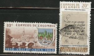 Colombia 729-30  used  stamps corner problem on one