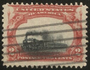 US 1901 Sc 295  Used, F-VF 2c Locomotive, Very Low Grounded Train