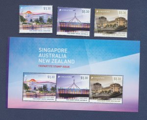 SINGAPORE, AUSTRALIA, NEW ZEALAND   - Scott 1743-1745a  - MNH - sports - 2015