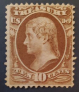 US O77, 1873 Treasury, MNG, Cat. value - $90.00