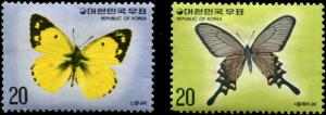South Korea SC# 1008-9 Butterflies 20w MH