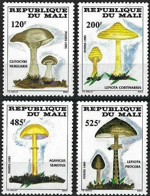 1985 Mali Mushrooms, Funghi, complete set VF/MNH! CAT 22$ LOOK!