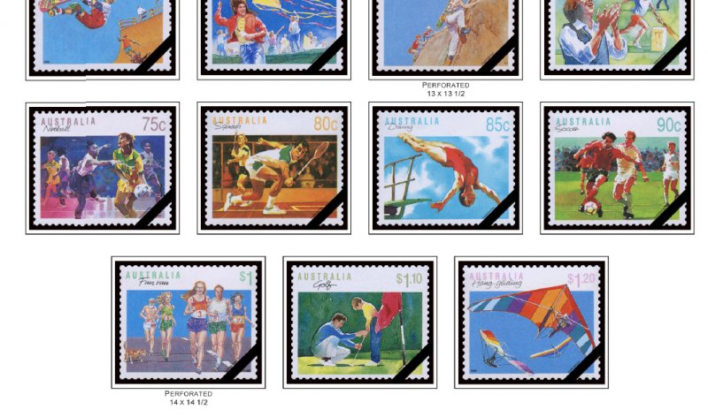 COLOR PRINTED AUSTRALIA 1976-1990 STAMP ALBUM PAGES (63 illustrated pages)