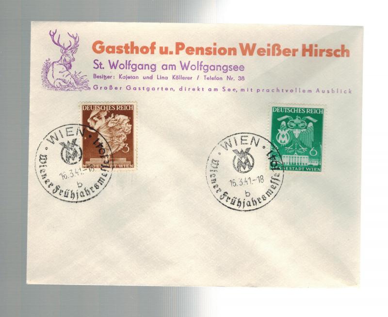 1941 Vienna Austria Germany Cover # 502 & 503 Gasthof & Pension St Wolfgang