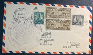 1929 USA LZ 127 Graf Zeppelin First Round Flight Airmail cover To Frazer PA