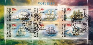 G014 Ivory Coast 2013 sail vessels ships minisheet cinderella