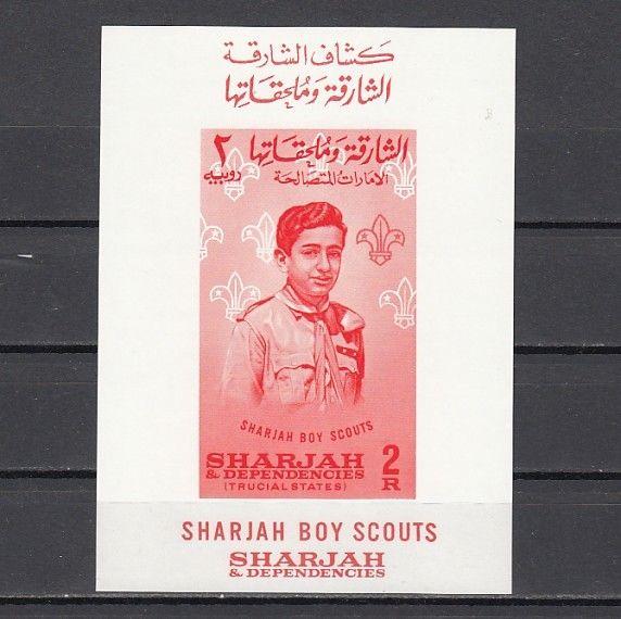 Sharjah, Scott cat. 68a. Boy Scouts s/sheet.