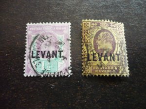 Stamps-Great Britain Offices in Levant- Scott# 17,29 - Used Part Set of 2 Stamps